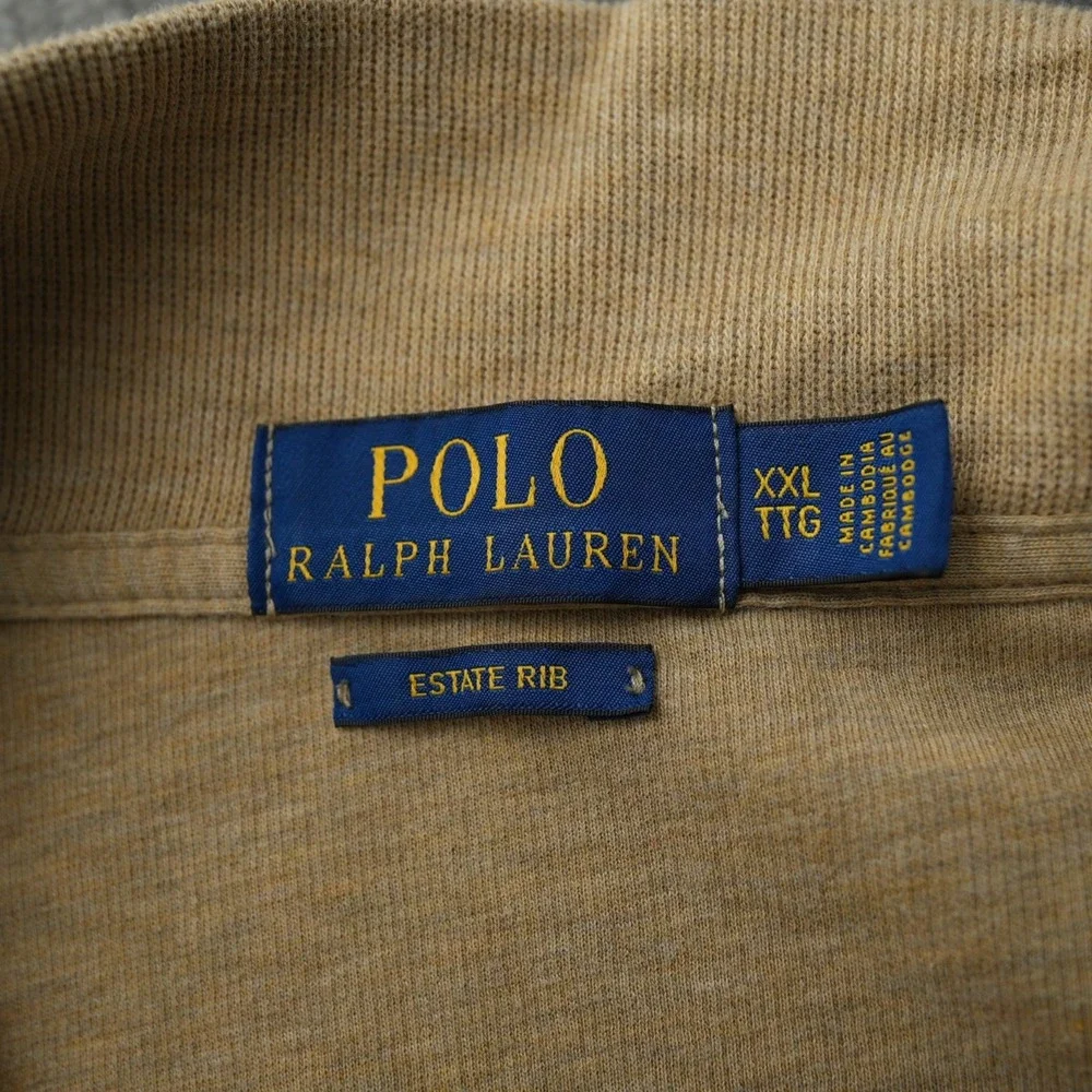 Polo Ralph Lauren Sweatshirt Men Dune Tan Quarter Zip Pullover Estate Rib‎ 2XL